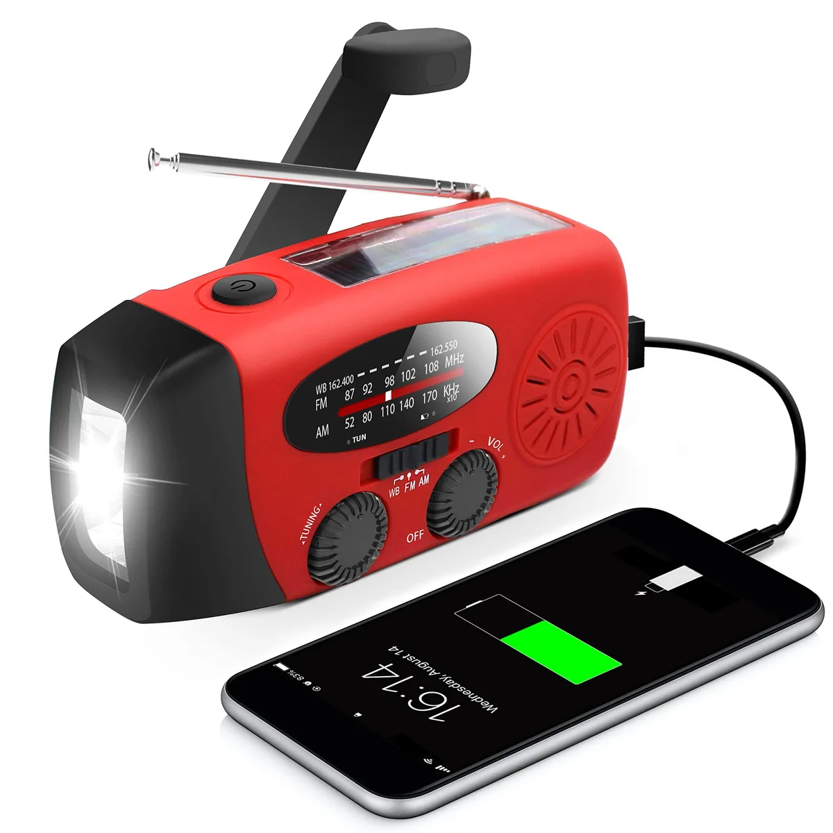 No Sew No Sew MD-088s Hand Crank Radio 2000mAh Red — product photo
