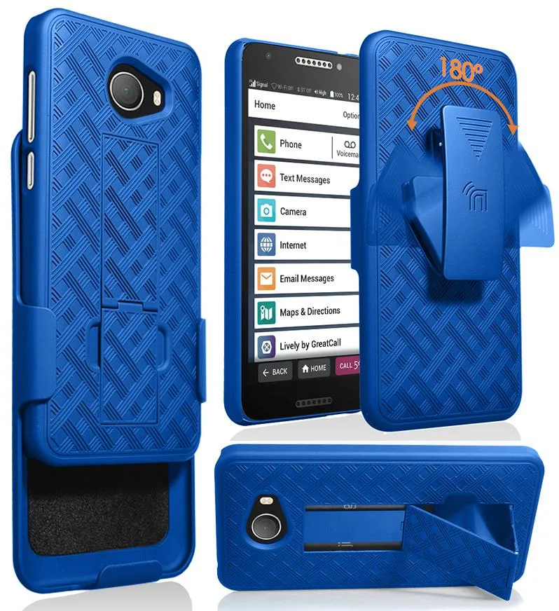 Nakedcellphone Nakedcellphone Kickstand Case + Belt Clip Holster Combo Cobalt Blue for GreatCall Jitterbug Smart2 5049 — product photo
