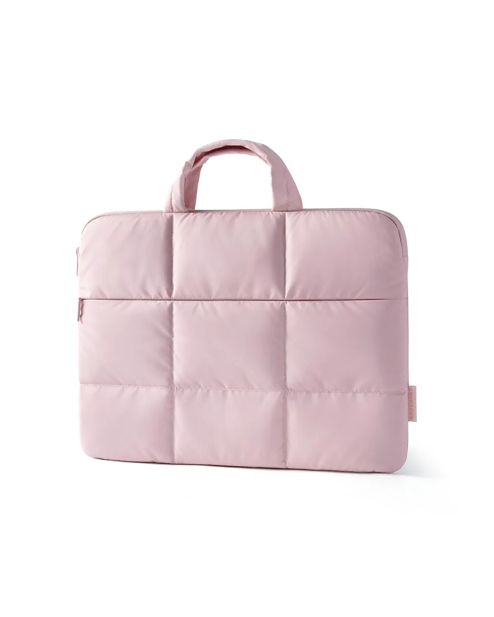  BAGSMART 13.3-14 Inch Puffer Quilted Laptop Sleeve Baby Pink — product photo