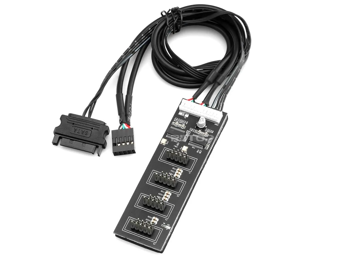 RIITOP RIITOP 9Pin 1 to 4 USB 2.0 Header Splitter with SATA Power Cable — product photo