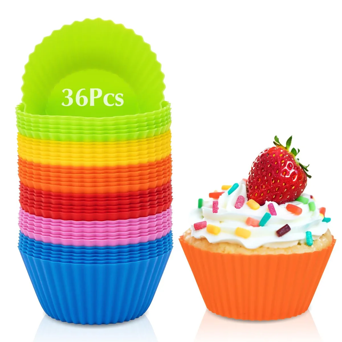  RAINFLOW Silicone Cupcake Baking Cups 36 Pack — product photo