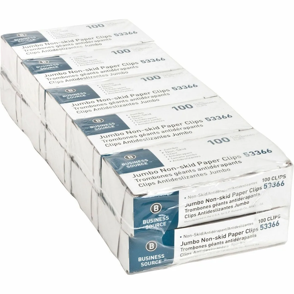 Business Source Business Source 53366 Jumbo Nonskid Paper Clips Silver 1000/Pack — product photo