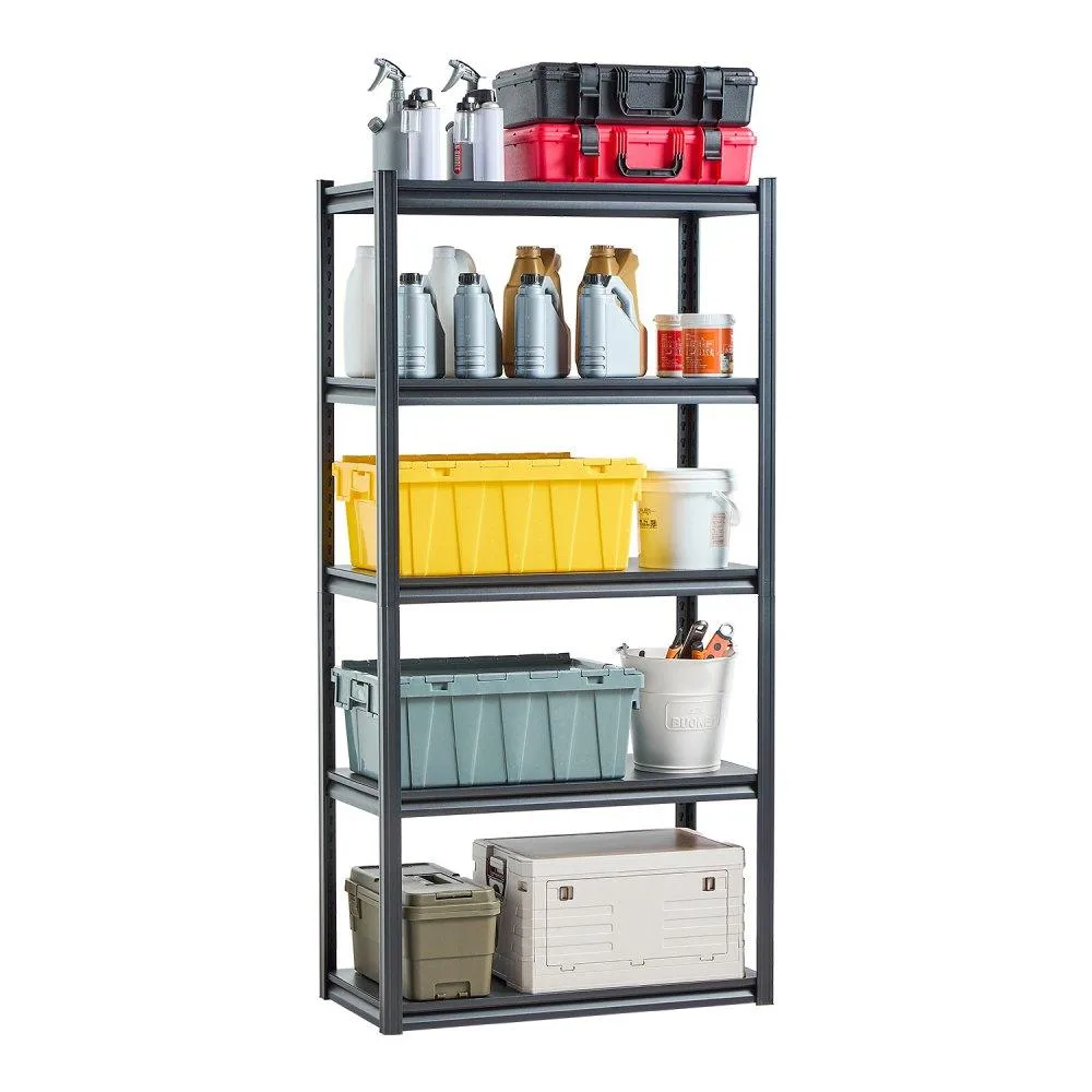 VEVOR VEVOR 5-Tier Steel Decorative Shelving 18x36x72 in Black 2000 lbs — product photo