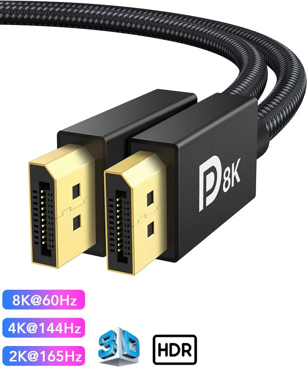 LUOM LUOM LJ-DP8K DisplayPort Cable 1.4 6.6 ft 8K 60 Hz 32.4 Gbps — product photo