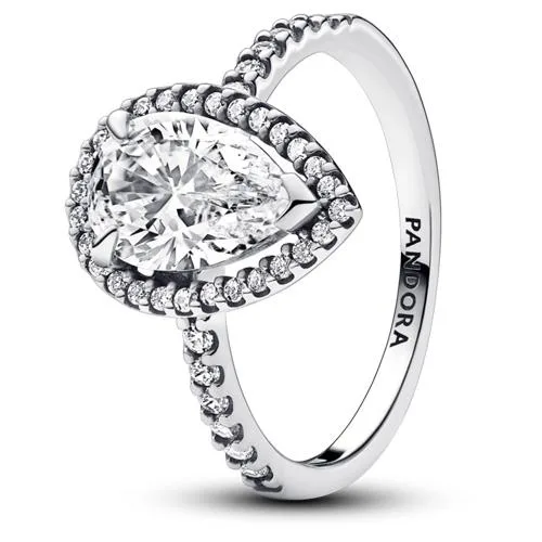 PANDORA PANDORA Sparkling Pear Halo Ring Silver — product photo