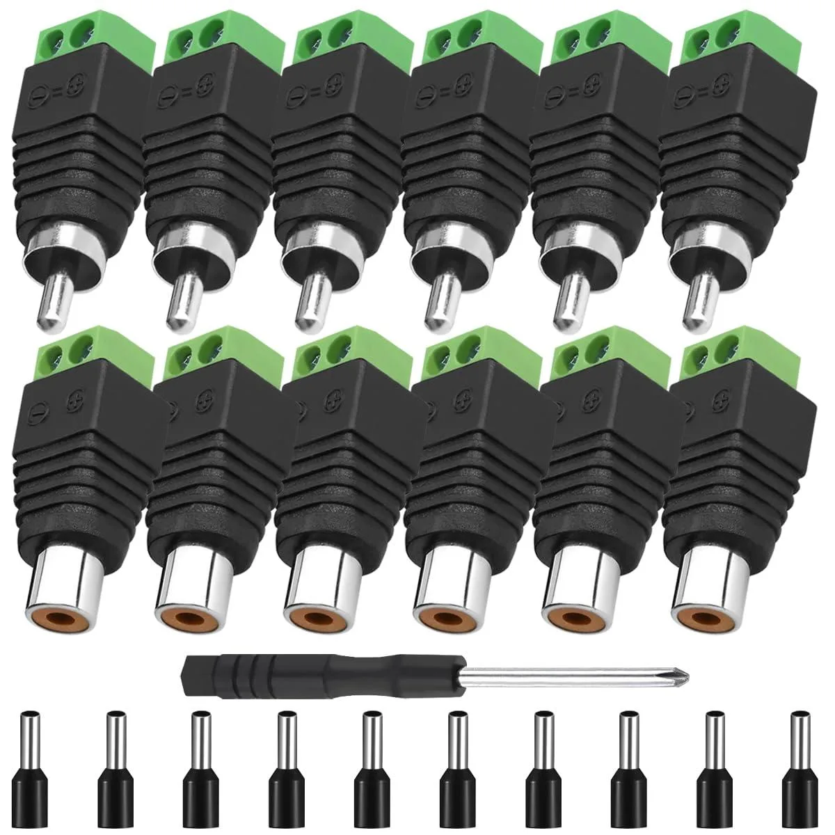 Boxwave Boxwave 6PCS RCA Male Female Screw Terminal Audio Adapter with Screwdriver — product photo