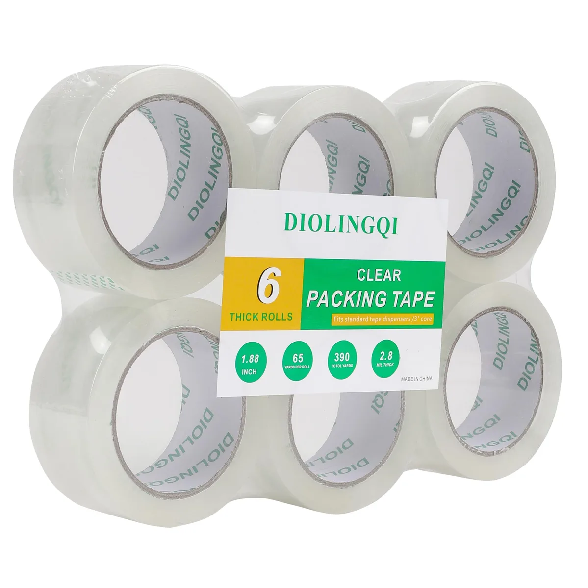  DIOLINGQI 70U-1.88 Packing Tape 2.8 mil 1.88 in 65 yd 6 Rolls — product photo