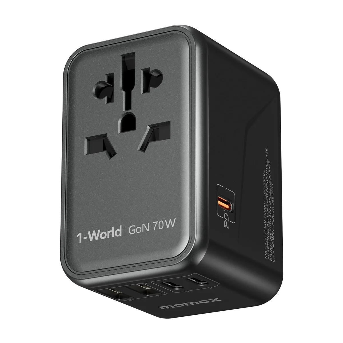 MOMAX Technology Ltd. MOMAX Technology Ltd. UA8AD 70W GaN Universal Travel Adapter Black — product photo