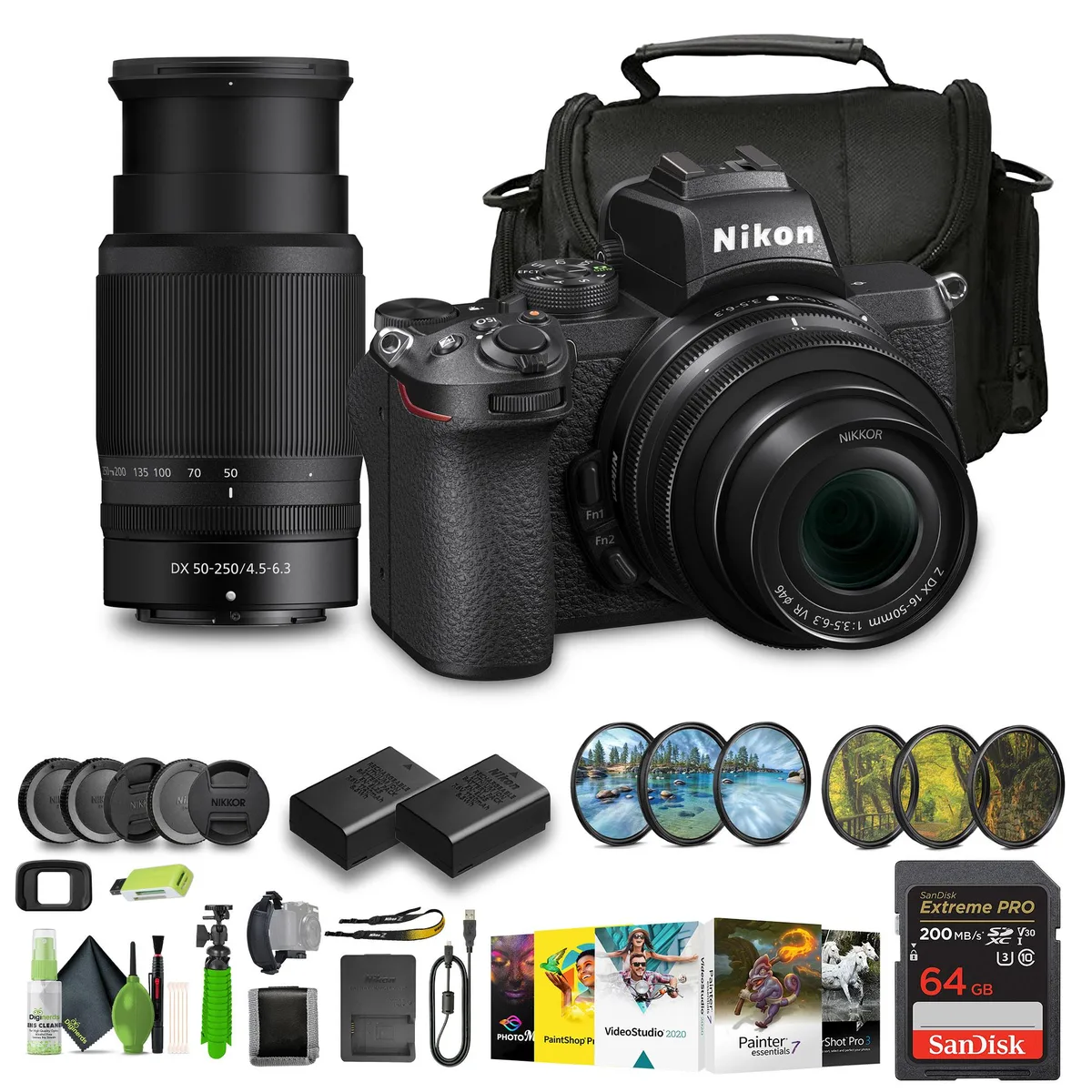 Nikon Inc Nikon Z50 Mirrorless Camera Kit 16-50mm 50-250mm (1632) Bundle — product photo