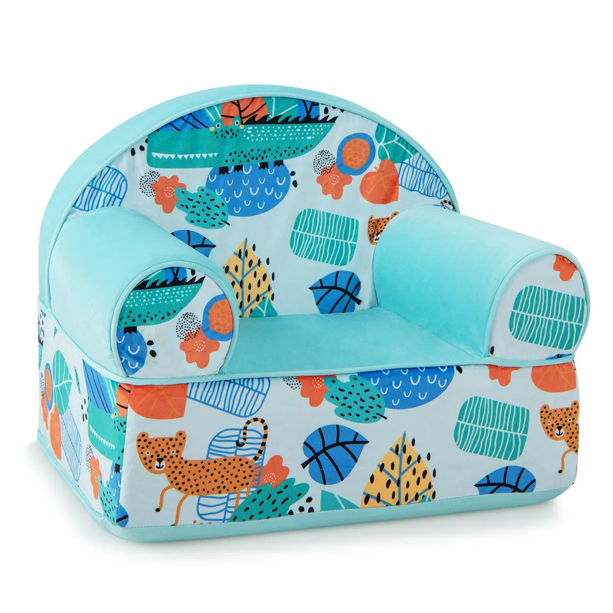 SlickBlue SlickBlue Kids Armchair Velvet Blue Right Facing — product photo