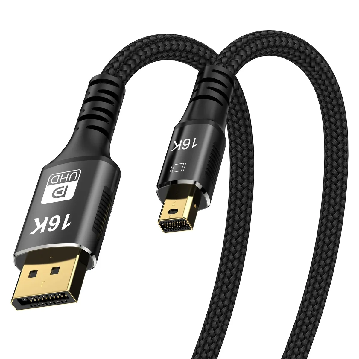 LUOM LUOM TJ-TDP16K Mini DP to DisplayPort 2.1 Cable 10ft 16K 60Hz 8K 120Hz 4K 240Hz 80Gbps Bi-Directional Black — product photo