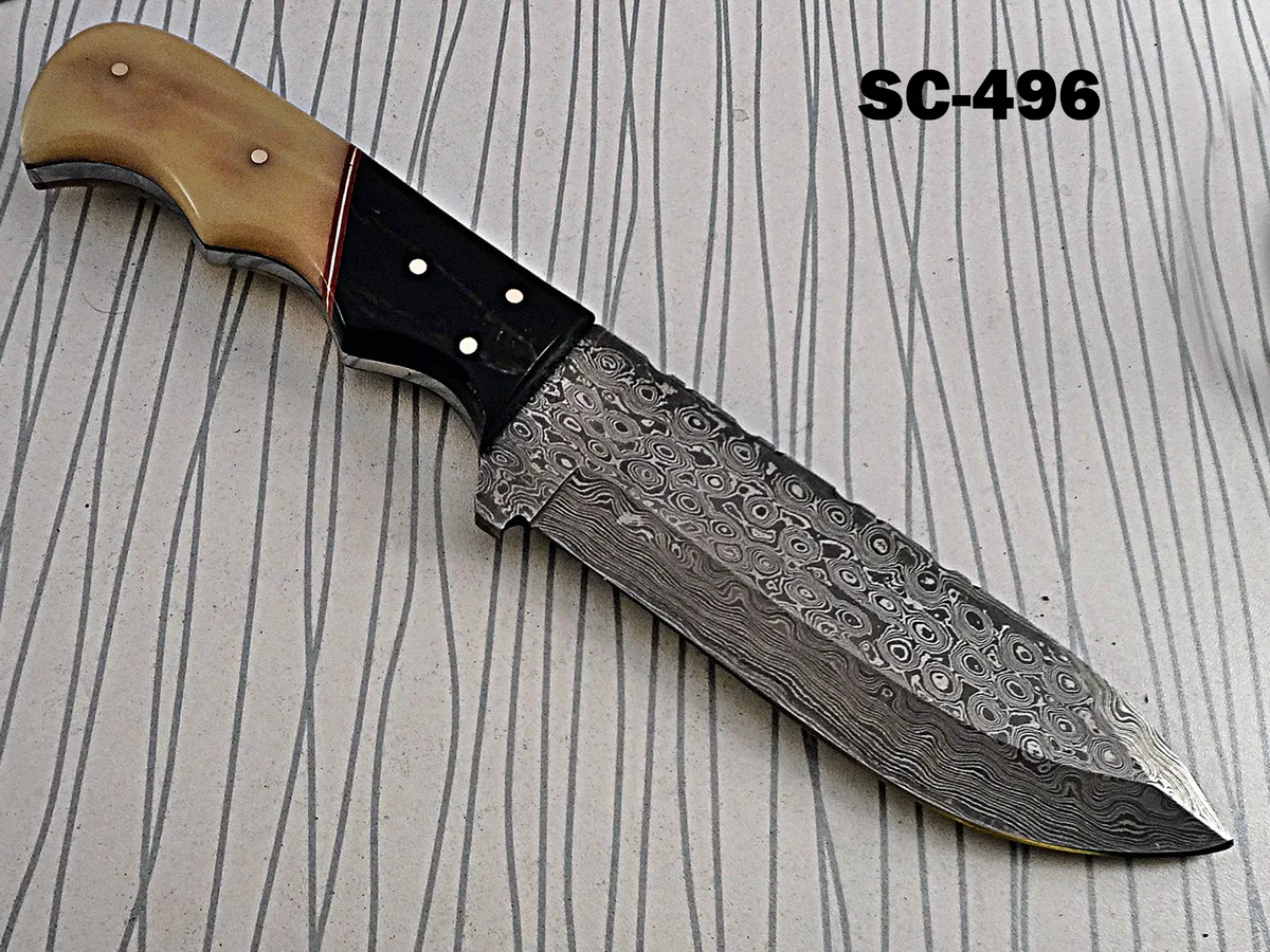 Damascus Depot Damascus Depot 9.5" Hunting Knife 5" Blade Bull Horn Camel Bone — product photo