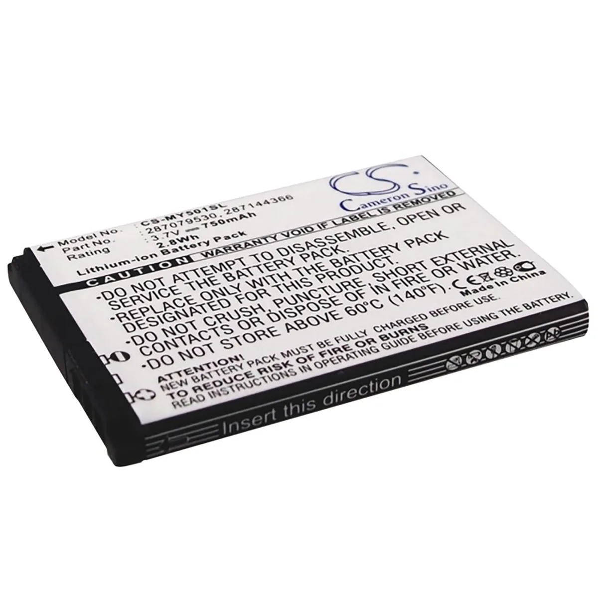 Cameron &amp; Co Cameron &amp; Co DS-CS-MY501SL cell phone battery 3.7V 750mAh Li-ion black — product photo