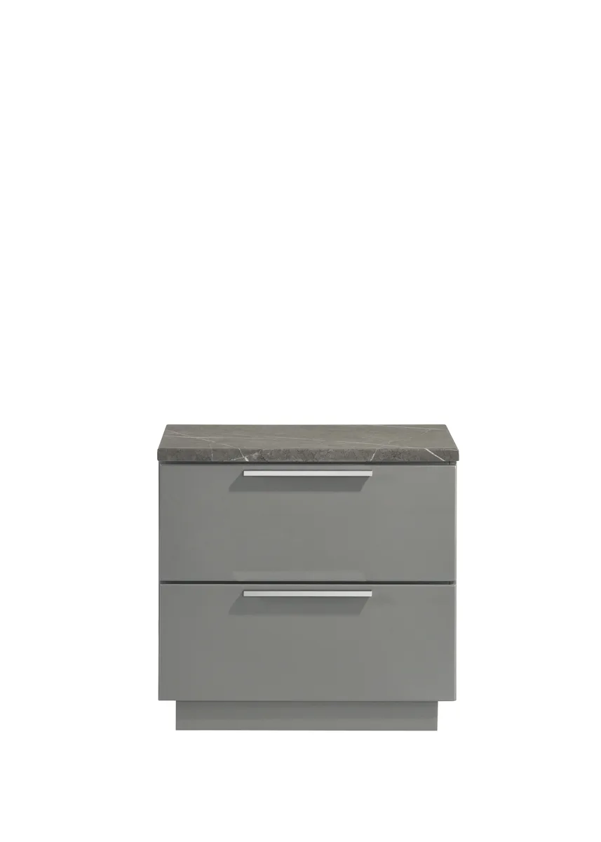 tuphen tuphen Elara Nightstand Two-Tone Gray Red Velvet Drawers Metal Legs — product photo