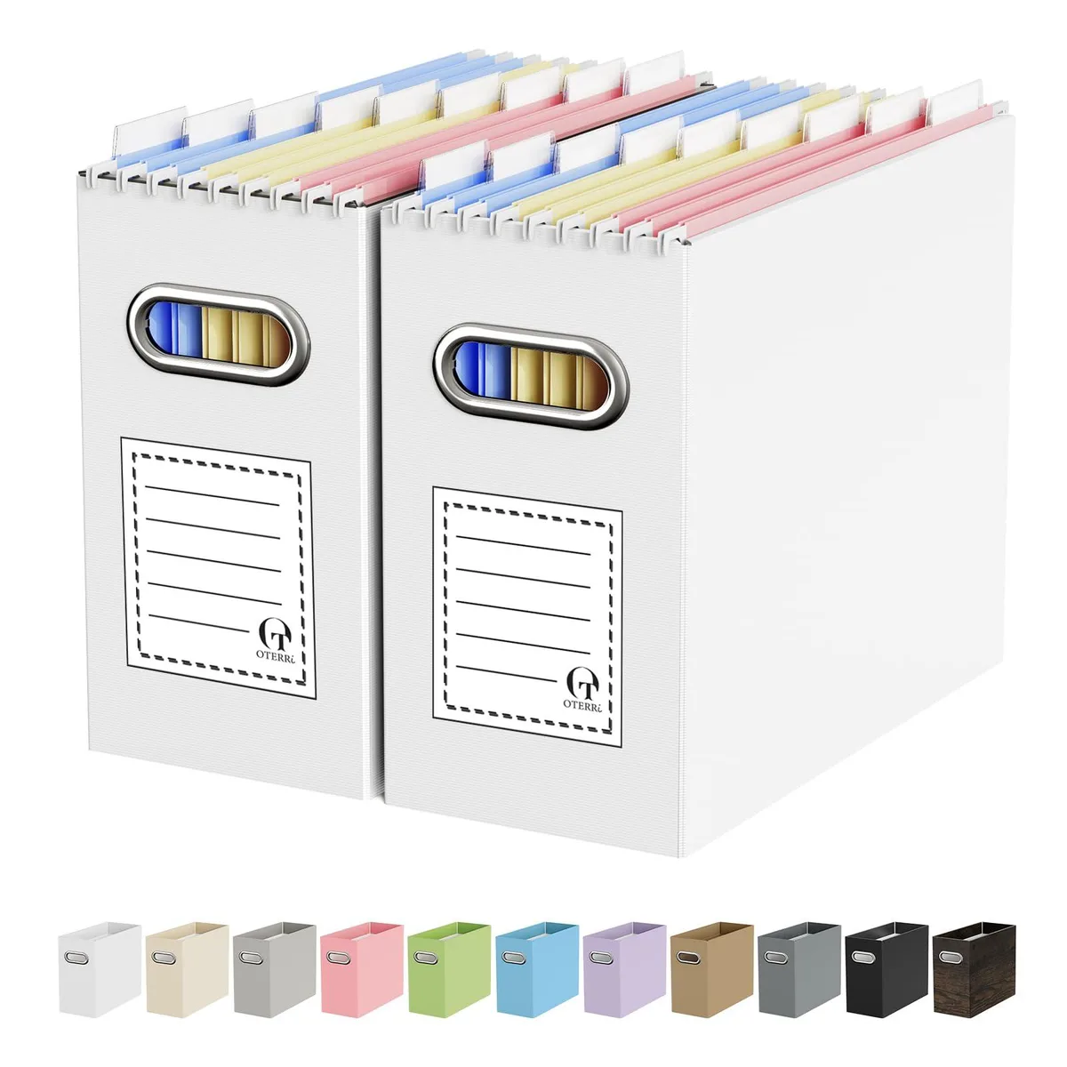 Oterri File Organizer Box 2 Pack White 12.2 x 5.3 x 9.8 in — product photo