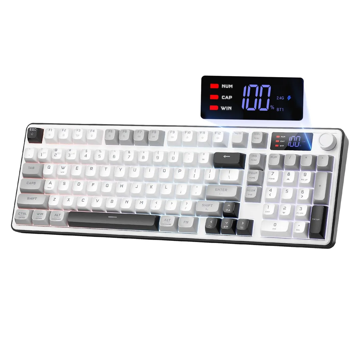  Redragon K527WGL-PRO 98-Key Tri-Mode Gaming Keyboard White Gray — product photo