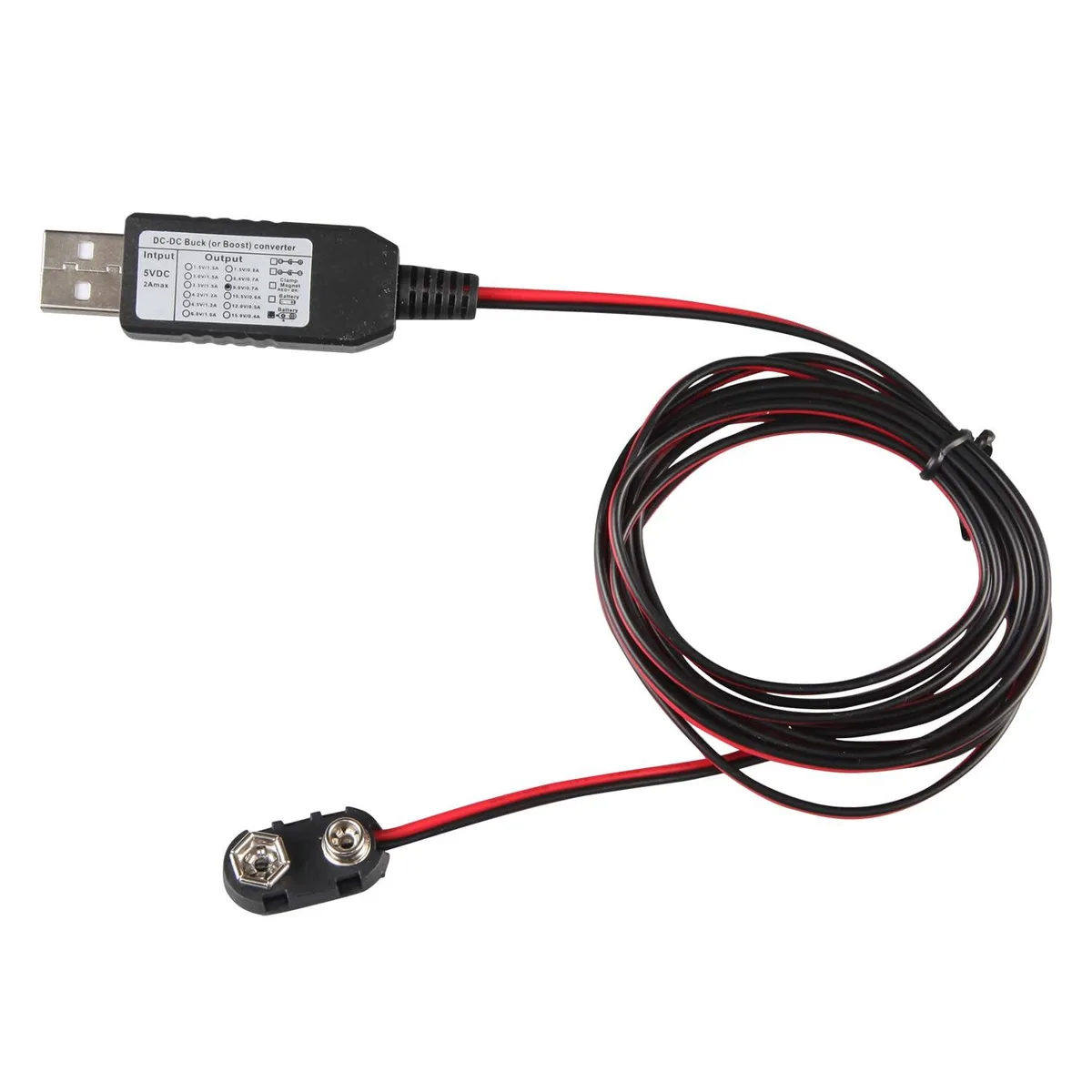 USB 9V 6F22 6LR61 Battery Eliminator Cable 78IN 200CM computer power adapter cord — product photo