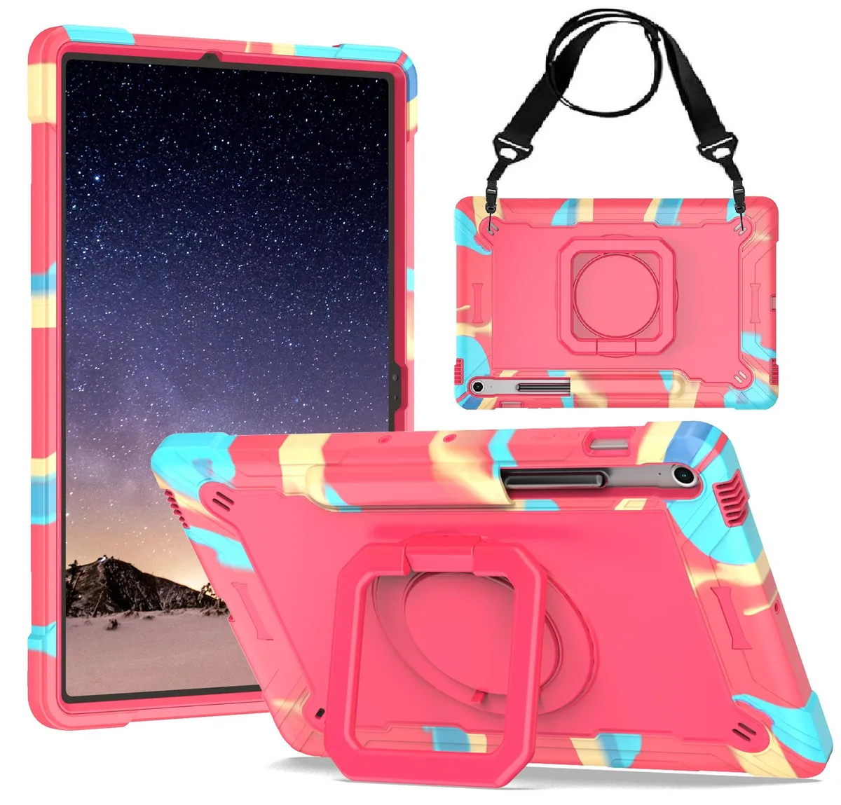 anicestore anicestore SM-X620 laptop case 13.1 inch 360 stand shoulder strap Rainbow Pink — product photo