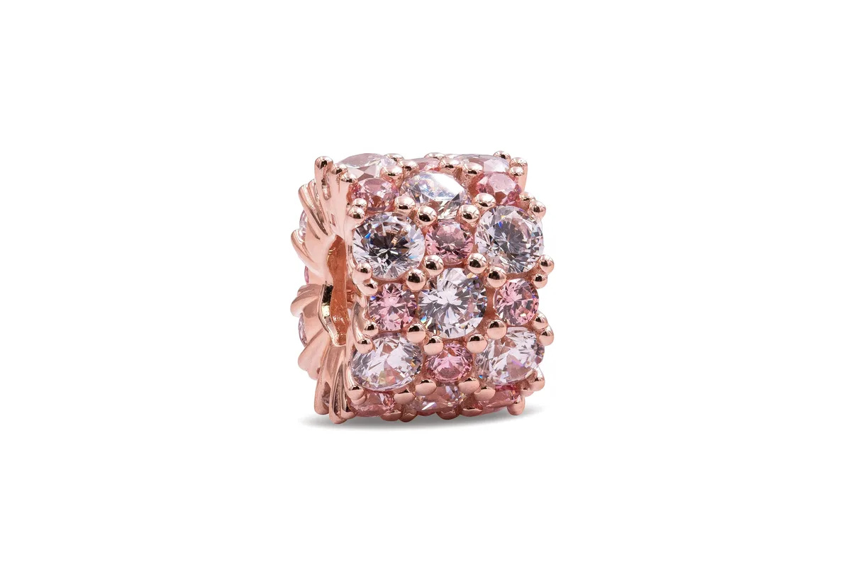 PANDORA PANDORA Pink &amp; Clear Sparkle Charm 14k Rose Gold-Plated — product photo
