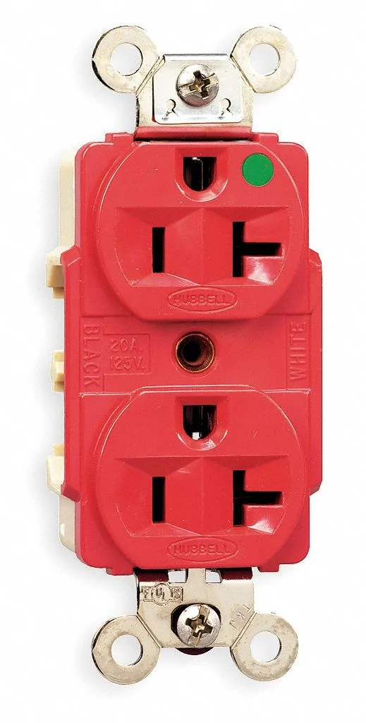 Hubbell Incorporated Hubbell Incorporated HBL8200RED Straight Blade Receptacle 5-15R 15A — product photo