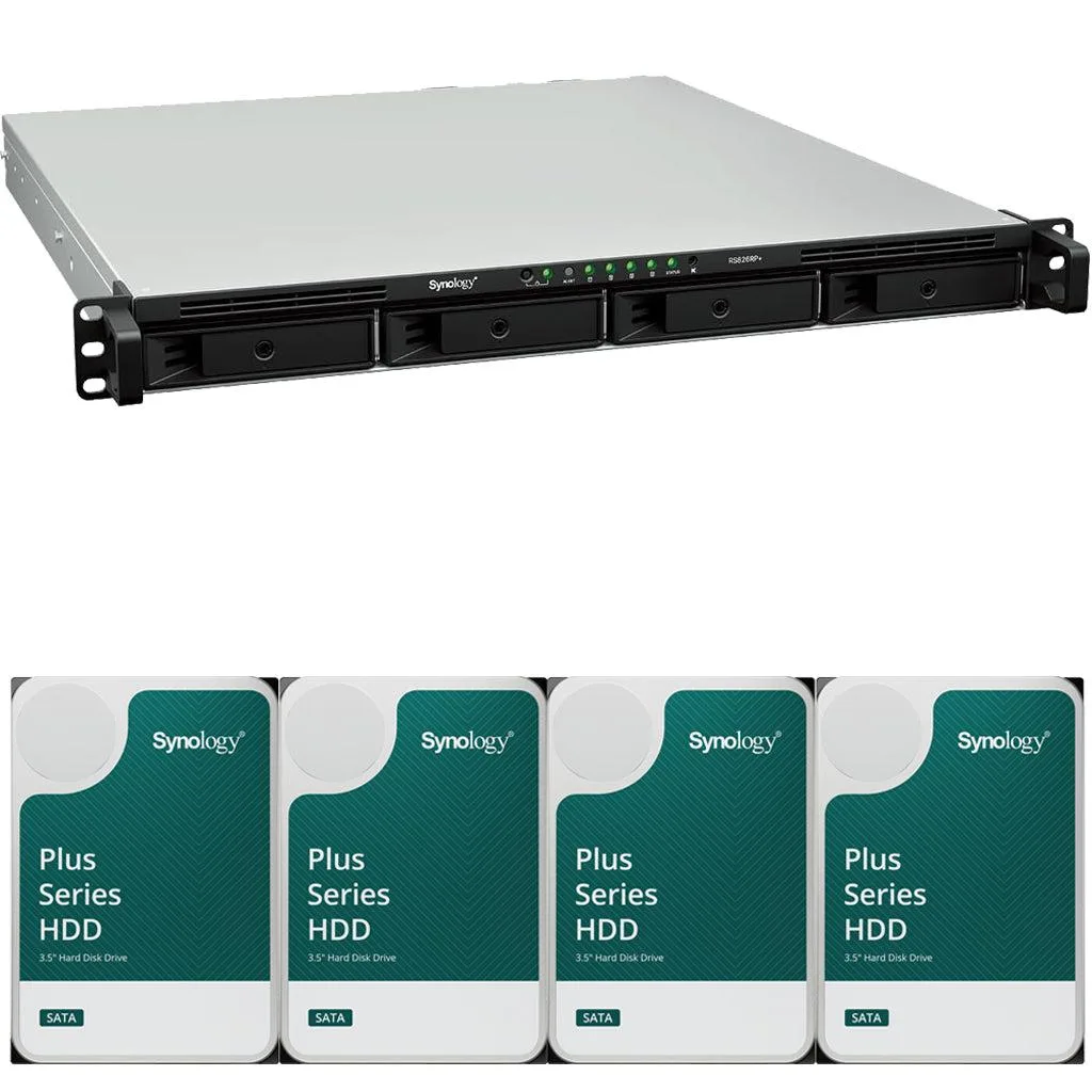 Synology Inc. Synology RS826RP+ AMD Ryzen V1500B 4-Bay Rackmount NAS 4GB RAM 64TB (4 x 16TB) — product photo