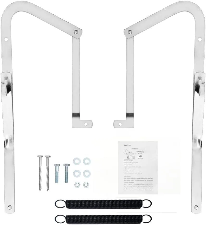 Pair of metal spreader hinge arms with coiled springs, dark grey finish