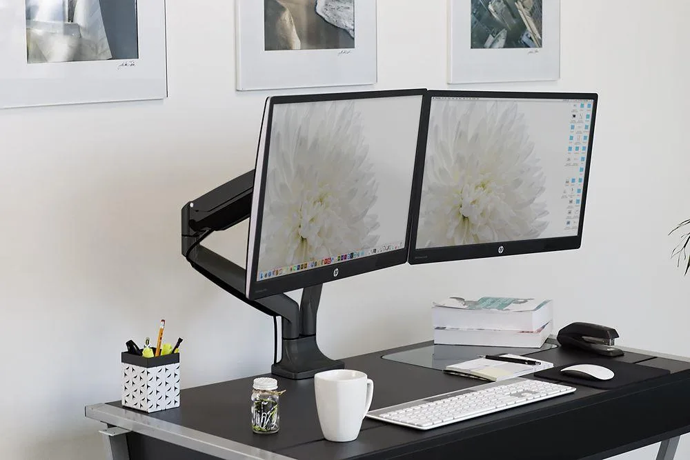 Mount-It Mount-It MI-1772-BLACK Height Adjustable Dual Monitor Arm Black — product photo