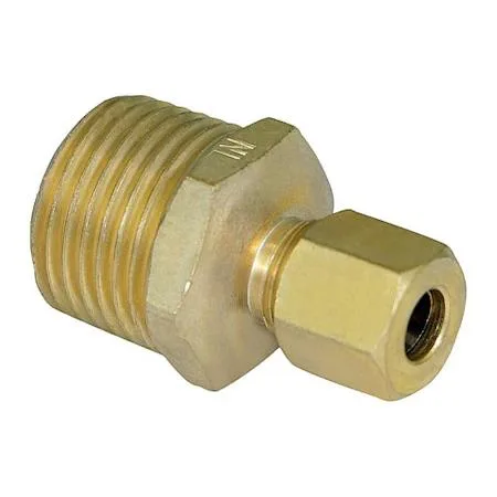 Small brass reducing adapter with compression and male threads