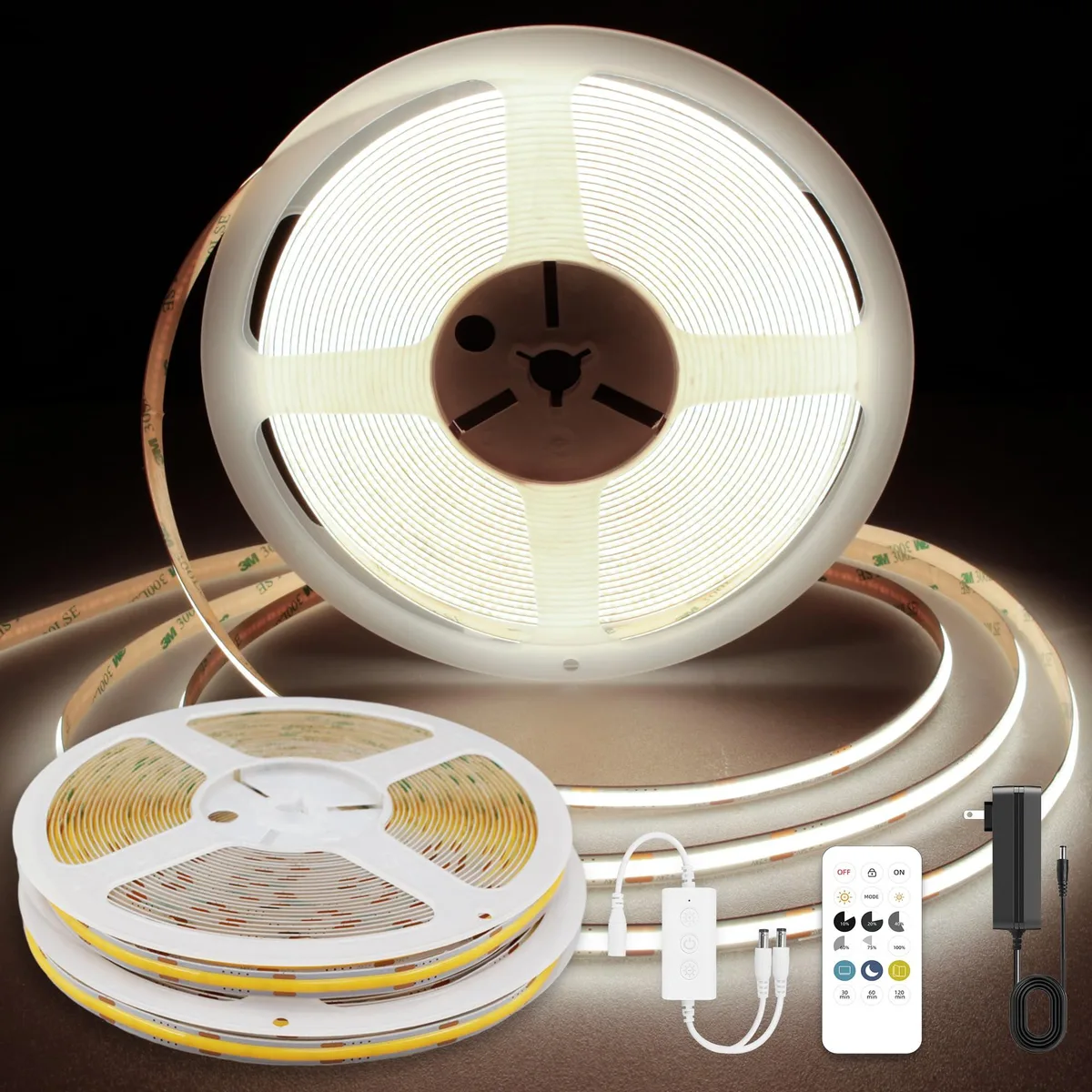DBPOWER AU-576D608 Under Cabinet 65.6ft 4000K 24V COB LED Strip — product photo