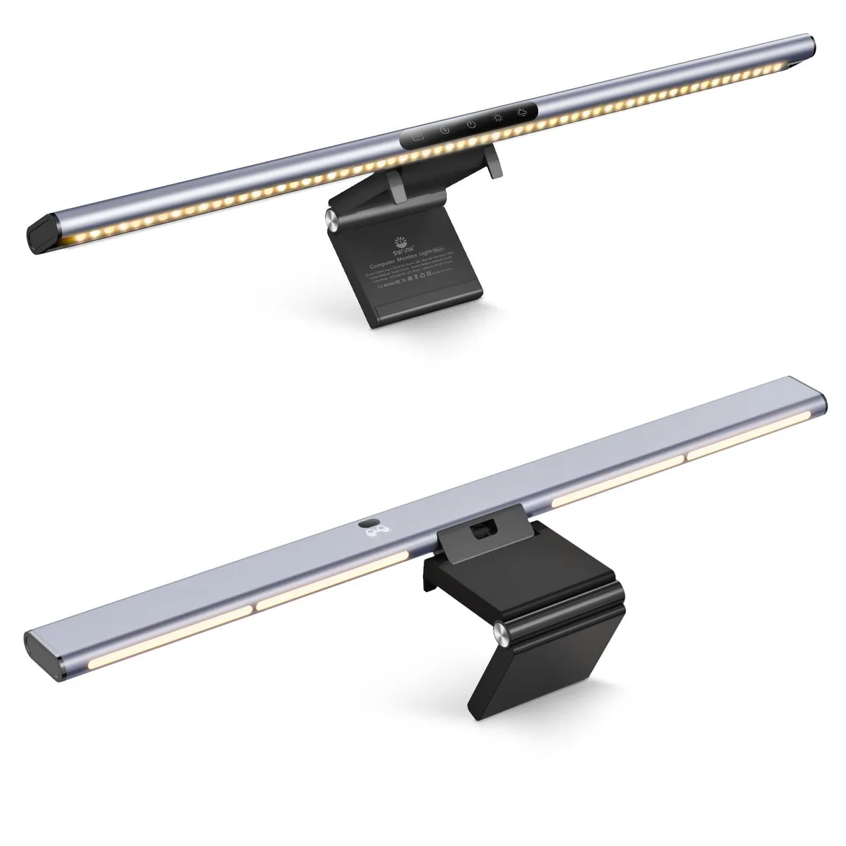 Slim rectangular metal light bar, 16.7 inches long, basic finish, gravity clamp visible