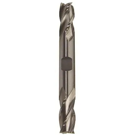 Silver cylindrical HSS double end mill with four flutes