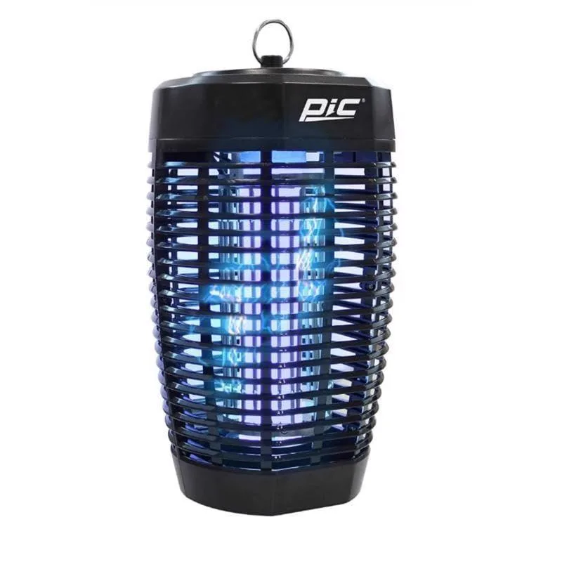 Rectangular bug zapper with UV light, octenol lure pack, hanging loop and flat base