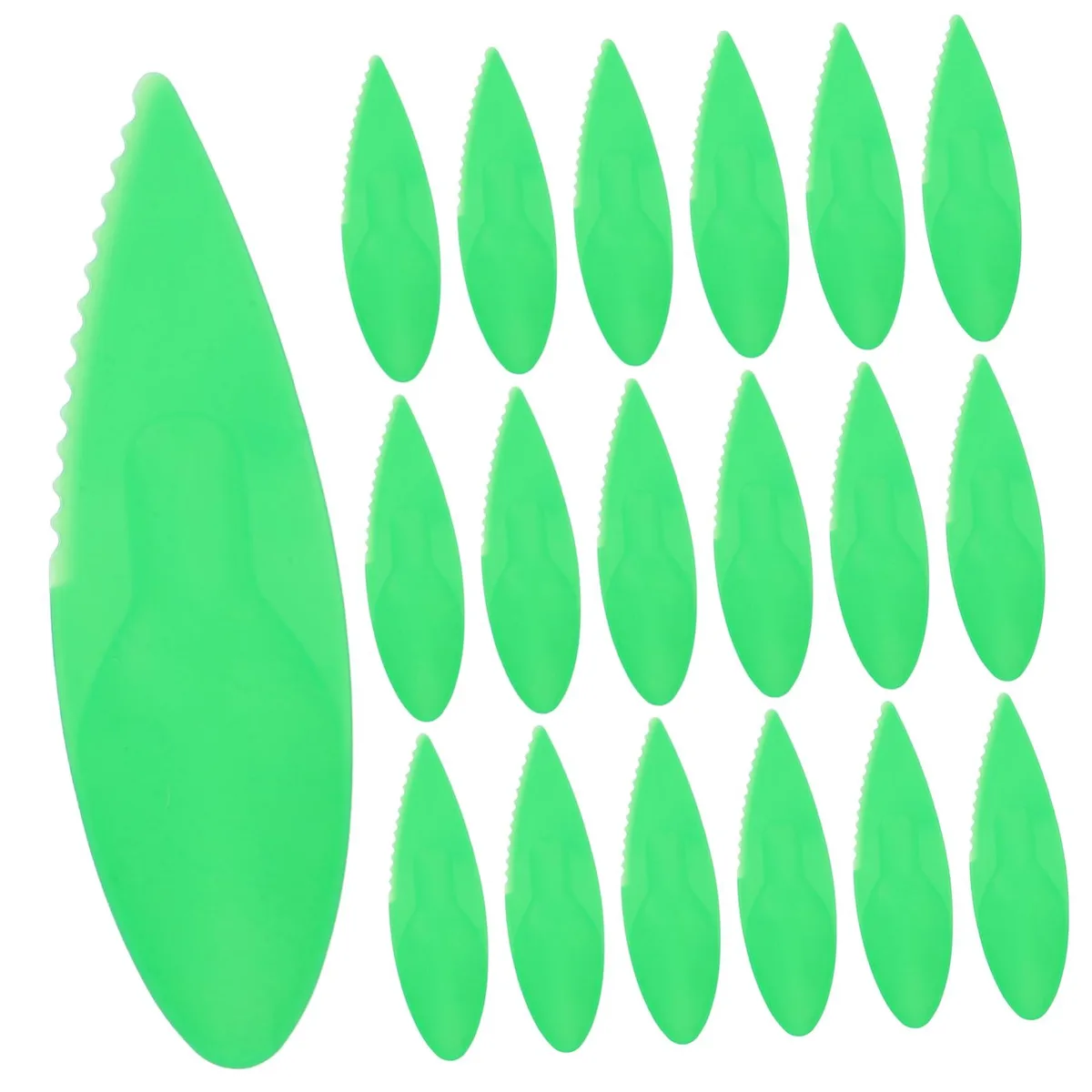 Green plastic kiwi peeler spoons, fifty pieces in a pack