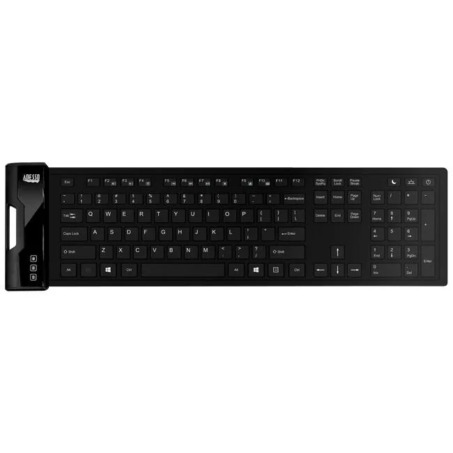 Adesso Adesso AKB-232UB USB Antimicrobial Waterproof Flexible Keyboard 120-key 0.43" x 18.00" x 4.82" Black — product photo