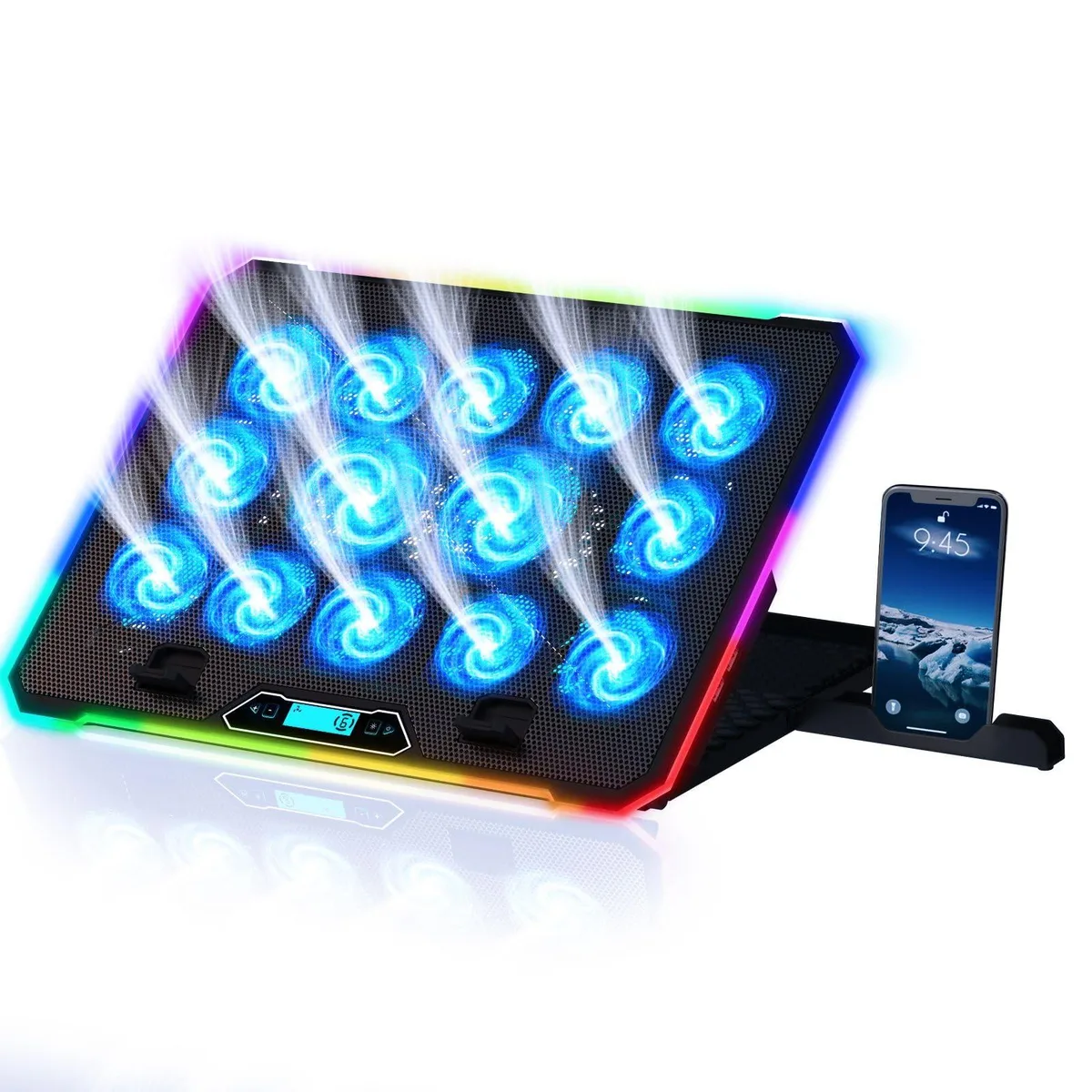  KLIM V14 14-Fan Laptop Cooling Pad 17" RGB 2 USB Ports — product photo