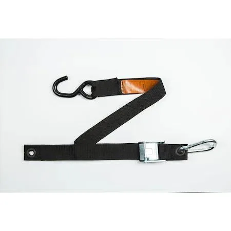 Black S-hook hardware kit with two cam-buckle straps and carabiners