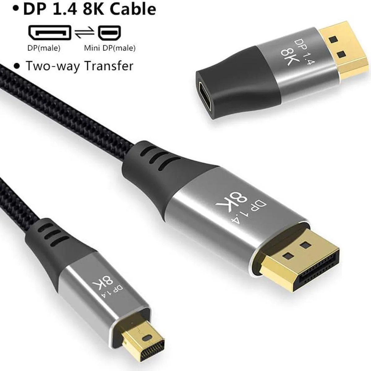 SMUGDESK SMUGDESK Mini DisplayPort to DisplayPort 1.4 Cable 10FT 8K@60Hz 4K@144Hz 2K@240Hz HDR DSC1.2 — product photo
