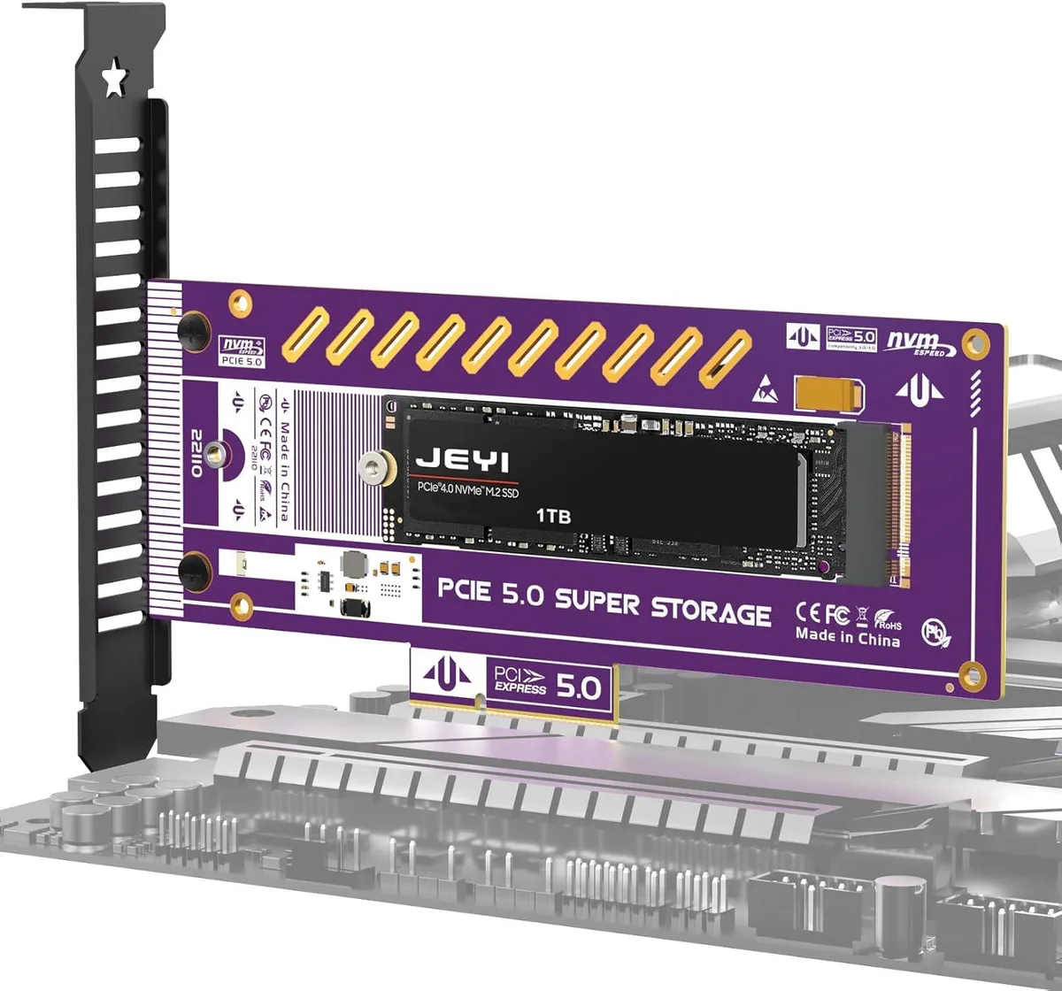 JEYI JEYI PCIe 5.0 x4 NVMe Adapter Card 128Gbps — product photo
