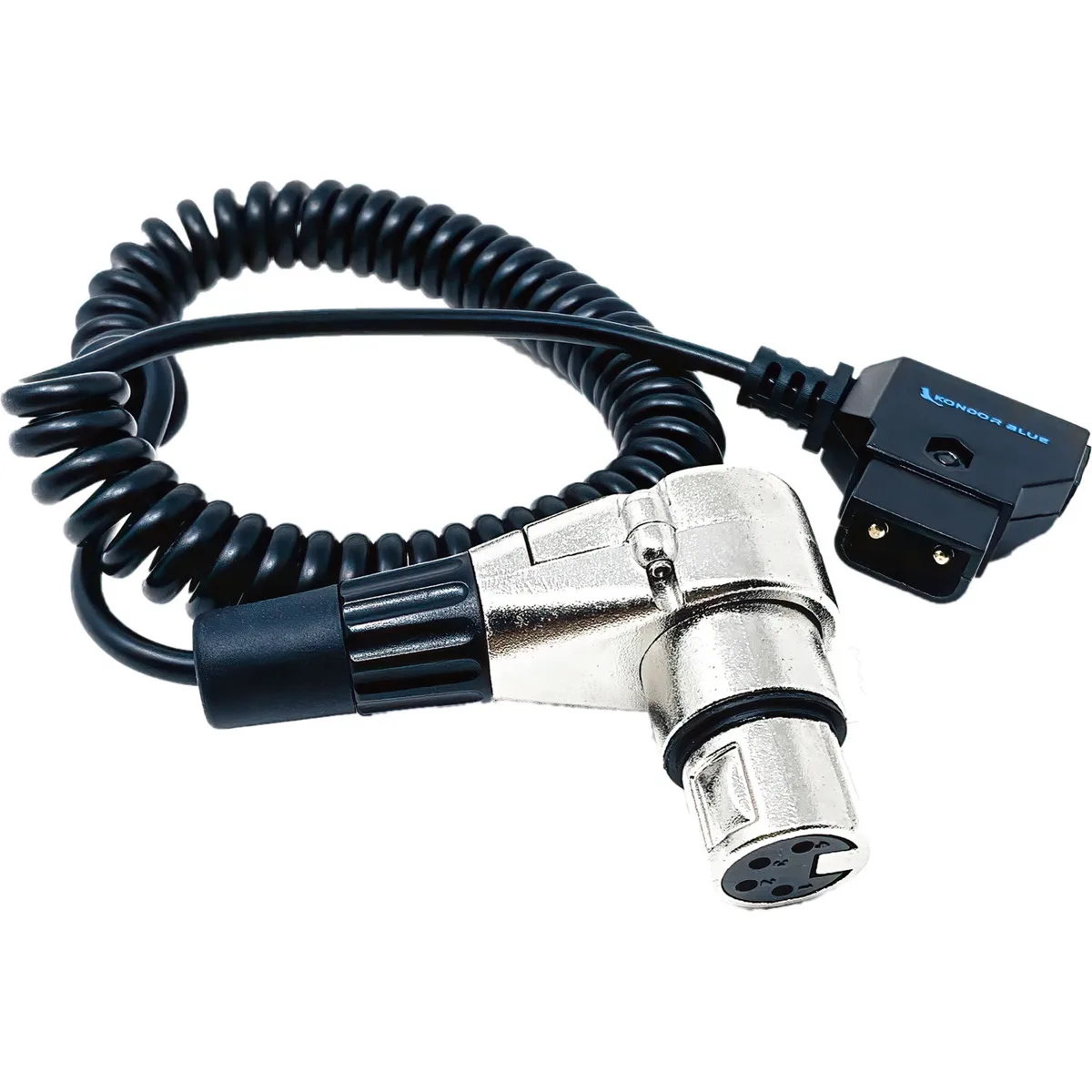 Kondor Blue Kondor Blue D-Tap to 4-Pin XLR Female Right Angle Coiled Power Cable 20-50 — product photo