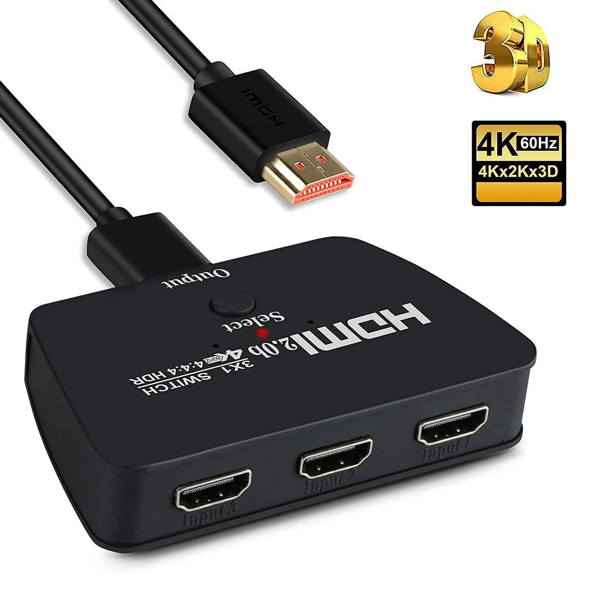 AUBEAMTO AUBEAMTO HDMI Switch 3 in 1 Out 4K@60Hz 3.9FT Cable — product photo