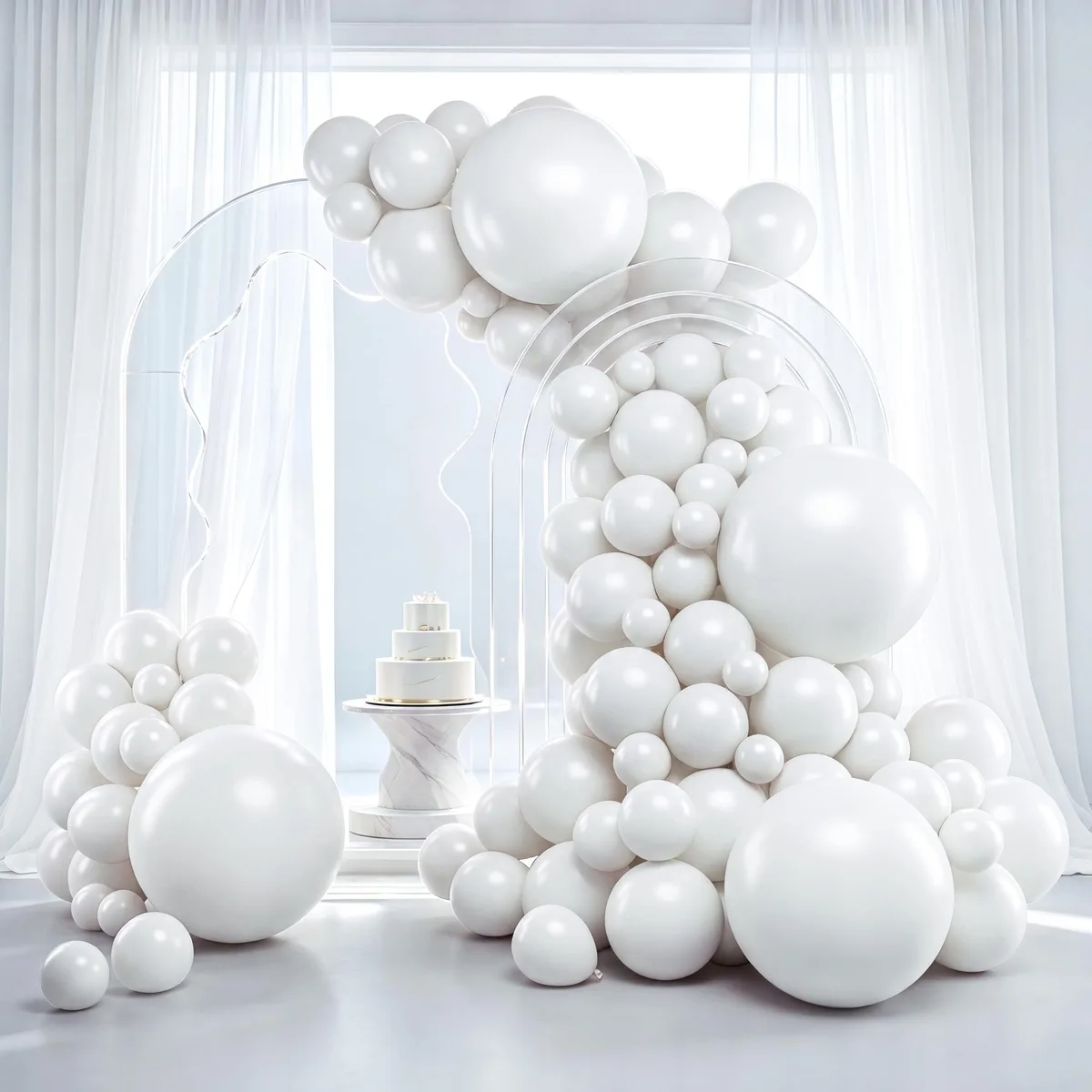 rubfac White Balloons 129pcs 18 12 10 5 Inch Decoration — product photo