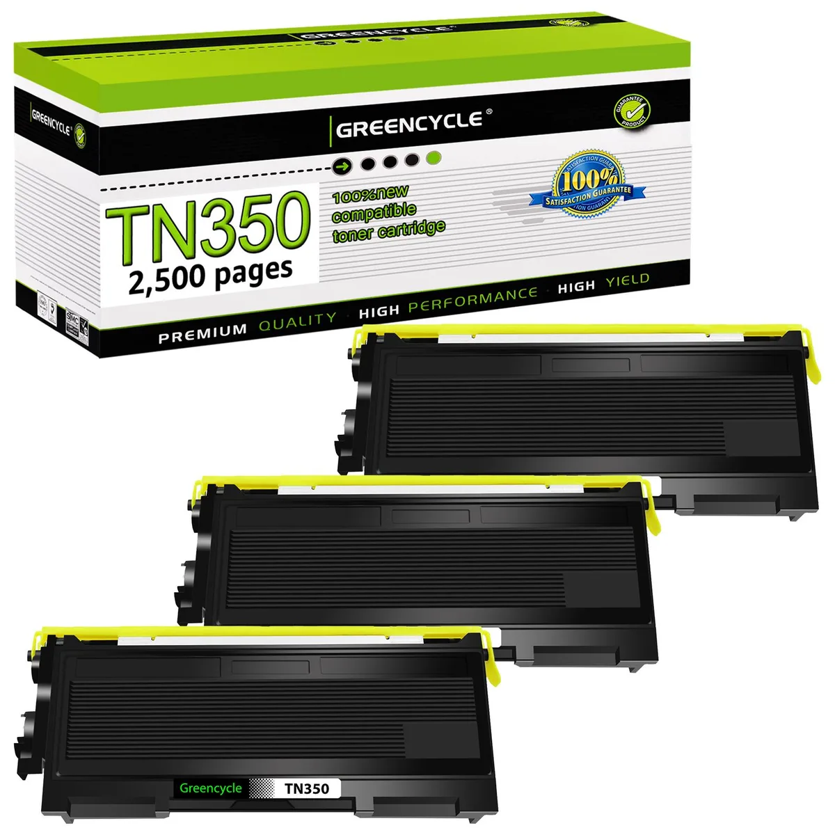 GREENCYCLE GREENCYCLE TN350 Black Toner Cartridge 3 Pack 2500 Pages — product photo