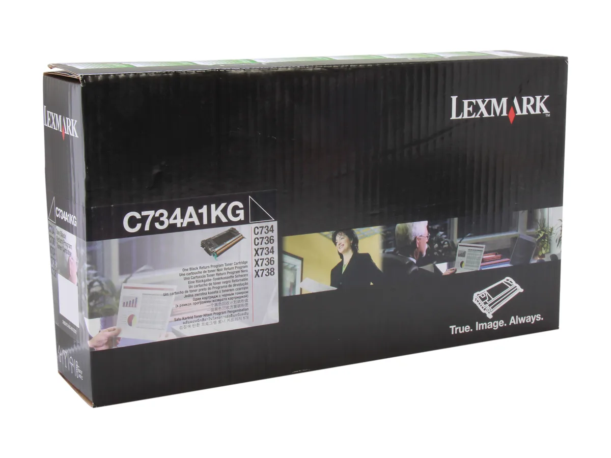 Lexmark C734A1KG black toner cartridge in sealed box