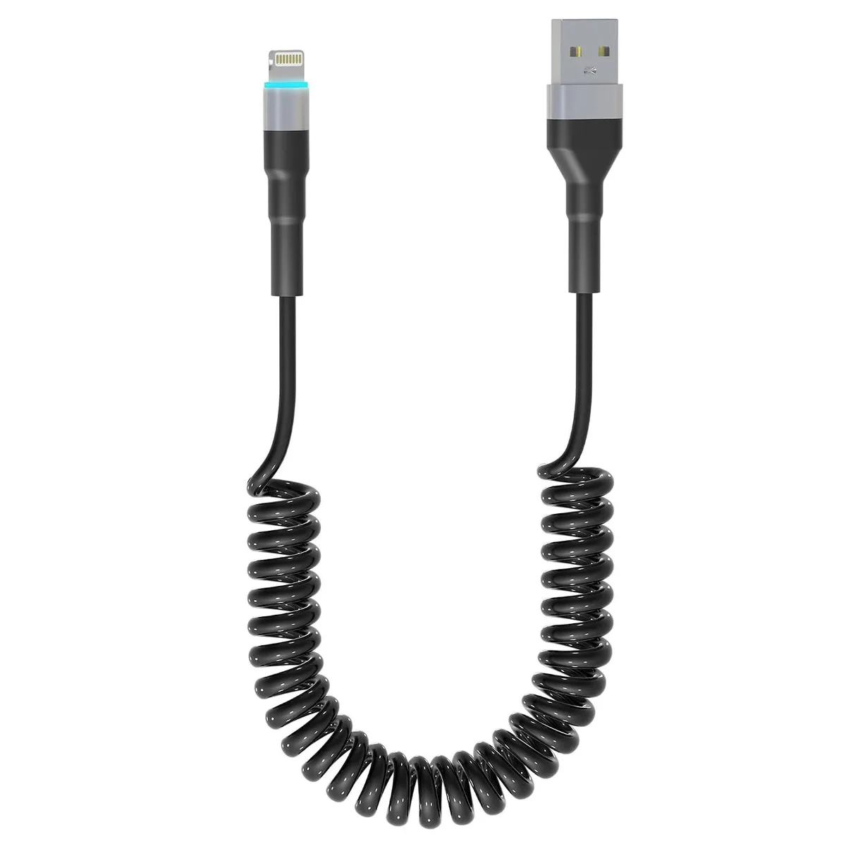 Chopmate Chopmate Coiled Lightning Cable CarPlay MFi 2.4A 480Mbps LED Retractable — product photo