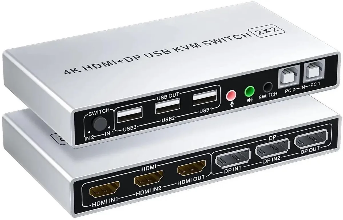 Vszerda Vszerda DP+HDMI Dual Monitor KVM Switch 2 PCs 4K@60Hz — product photo