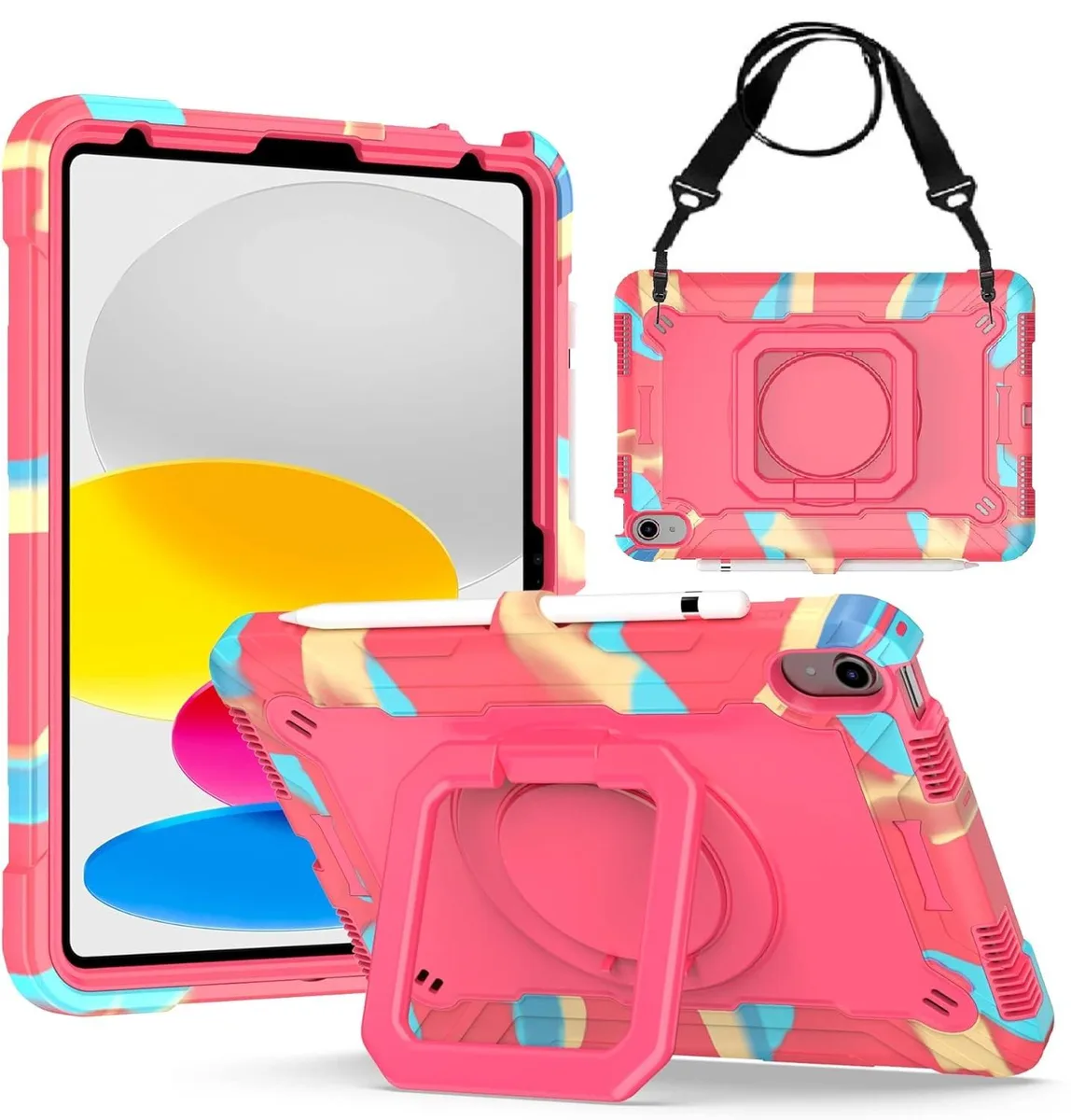 anicestore anicestore iPad 11/10.9" Rugged Case 360° Ring Stand Strap Black/Black — product photo