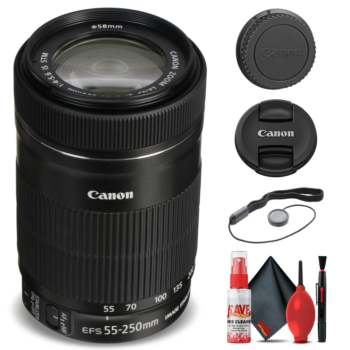Canon Canon EF-S 55-250mm f/4-5.6 IS STM Lens (8546B002) + Filter Kit — product photo