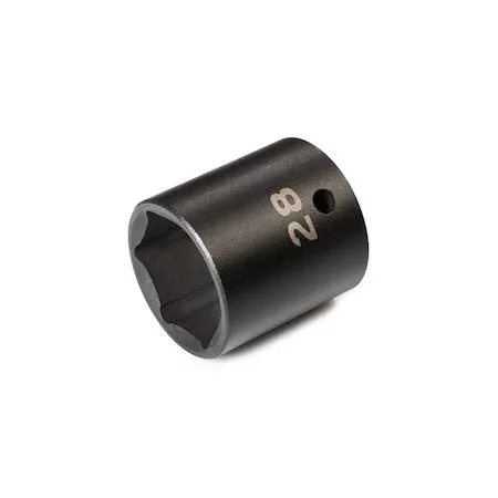 TEKTON 1/2 inch drive 28 mm 6-point impact socket with laser and stamped markings