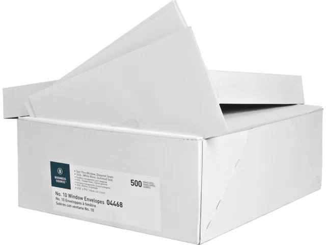 Business Source Business Source 4468 No. 10 Window Envelope 24lb 500/Box White — product photo