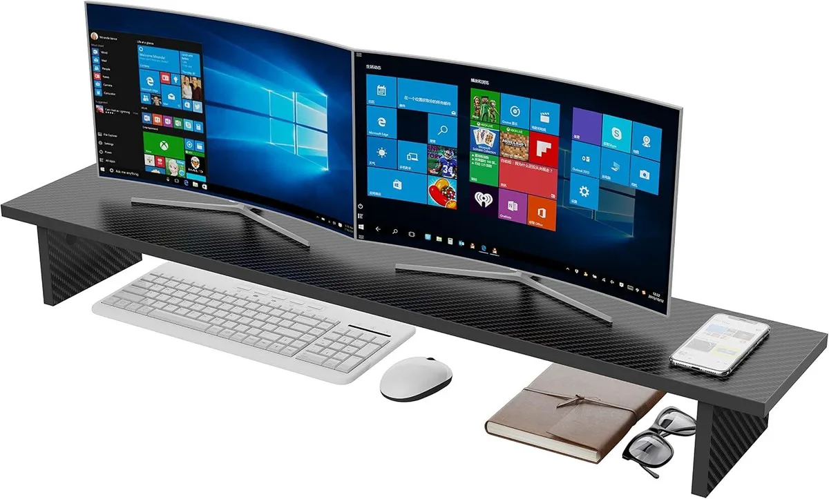 PISKEKAT PISKEKAT Dual Monitor Stand Riser 5.6in 66lb Black — product photo